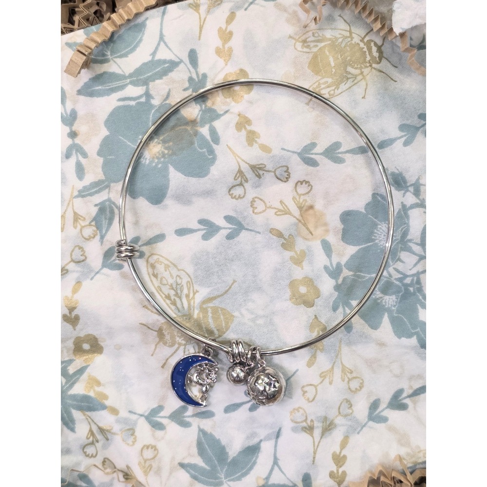 Moon & Reindeer Stainless Steel Charm Bracelet Size 3"
